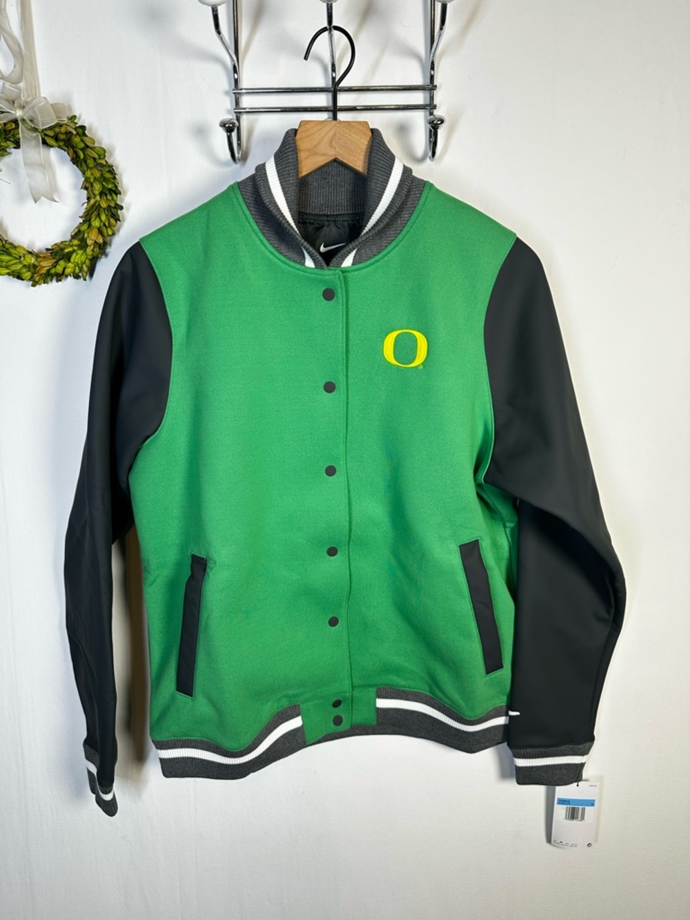 New Nike Oregon Ducks Football Letterman Jacket Size Medium Women's